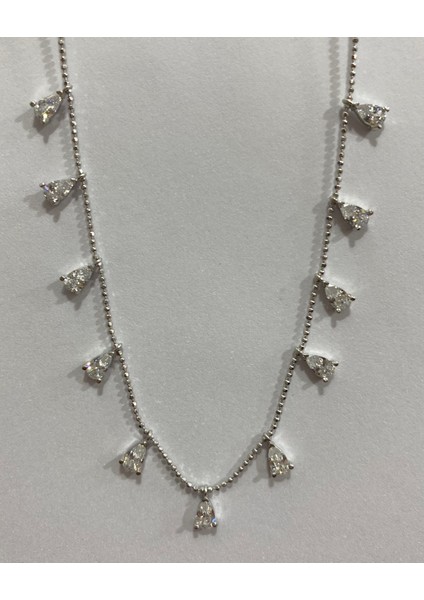 Damla Beyaz Taşlı Gümüş Şans Kolyesi fiyatları