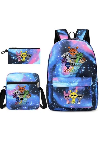 Karikatür Baskı Modası Etrafında Yeni Oyun Çocuk Kalem Çantası Crossbody Çanta Üç Set Sınır Ötesi Ilkokul ve Ortaokul Öğrencileri Okul Çantası (Yurt Dışından)