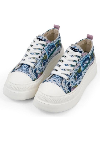 Kadın Vegan Mavi Kalın Taban Sneakers - Already Lost Tasarım