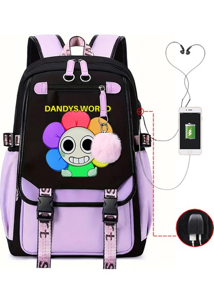 Yeni 2025 Karikatür Oyun Baskı Ilkokul Öğrencileri Okul Çantası Büyük Kapasiteli Renk Unisex Modelleri USB Omuz Çantası Vurmak (Yurt Dışından)