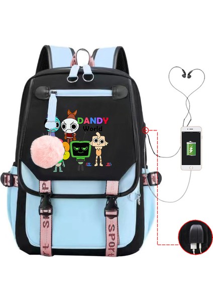 Yeni 2025 Karikatür Oyun Baskı Ilkokul Öğrencileri Okul Çantası Büyük Kapasiteli Renk Unisex Modelleri USB Omuz Çantası Vurmak (Yurt Dışından)