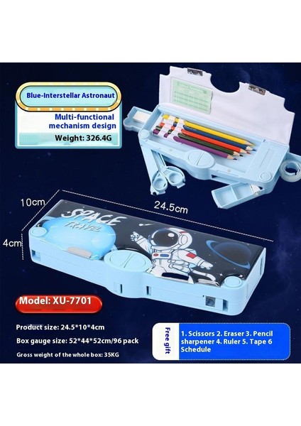 Yaratıcı Astronot Çok Fonksiyonlu Kalem Kutusu Ilkokul Öğrencileri Büyük Kapasiteli Yüksek Değerli Kırtasiye Kutusu (Yurt Dışından)