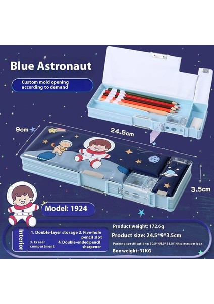 Yeni Çift Taraflı Kişilik Otomatik Çocuk Ilkokul Öğrencileri Çok Fonksiyonlu Kırtasiye Kutusu Erkek ve Kız Plastik Kalem Kutusu Anaokulu (Yurt Dışından)