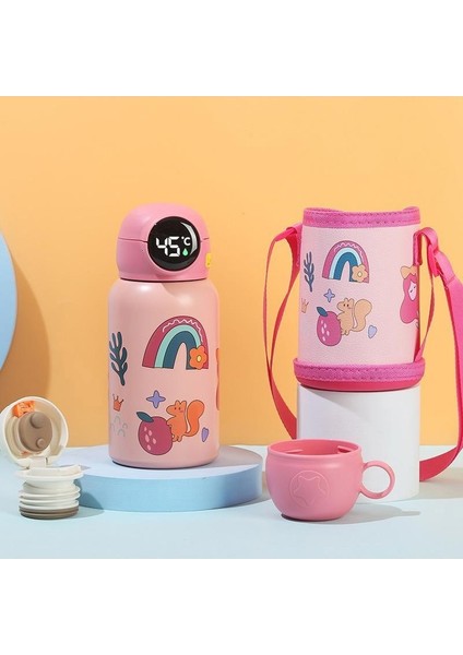 Akıllı Sıcaklık Ölçümü 316 Paslanmaz Çelik Çift Katmanlı Çocuk Yalıtım Kabı Karikatür Silikon Yalıtım Potu Öğrenciler Saman Su Dakları (Yurt Dışından)