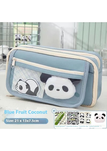 Panda Geliyor Çok Katmanlı Kalem Çantası Niş Gelişmiş Basit Sevimli Kırtasiye Saklama Çantası Büyük Kapasiteli Kalem Çantası Ilkokul ve Ortaokul (Yurt Dışından)