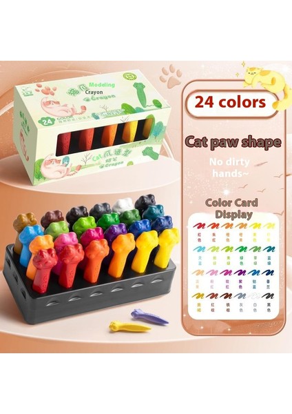 Kedi Patisi Boya Kalemi Çocuk Güvenliği Toksik Olmayan Eller Kirlenmez Yıkanabilir Kedi Patisi Yağlı Boya Çubuğu Bebek Boyama (Yurt Dışından)