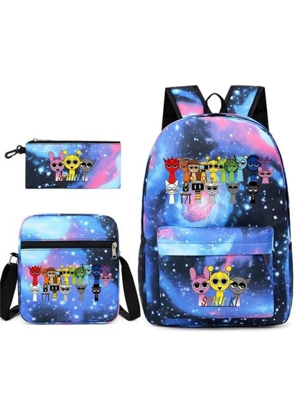 Karikatür Baskı Modası Etrafında Yeni Oyun Çocuk Kalem Çantası Crossbody Çanta Üç Set Sınır Ötesi Ilkokul ve Ortaokul Öğrencileri Okul Çantası (Yurt Dışından)