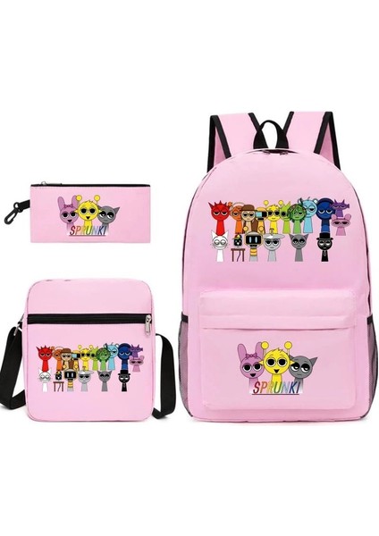 Karikatür Baskı Modası Etrafında Yeni Oyun Çocuk Kalem Çantası Crossbody Çanta Üç Set Sınır Ötesi Ilkokul ve Ortaokul Öğrencileri Okul Çantası (Yurt Dışından)