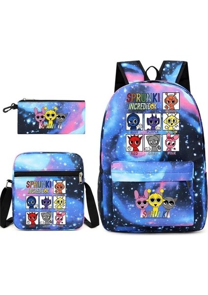 Karikatür Baskı Modası Etrafında Yeni Oyun Çocuk Kalem Çantası Crossbody Çanta Üç Set Sınır Ötesi Ilkokul ve Ortaokul Öğrencileri Okul Çantası (Yurt Dışından)