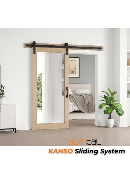 Kanso Siyah Sürgülü Kapı Mekanizması Ahır Kapısı Frenli Sistem (Kapı Dahil Değildir) 2 Mt Raylı modelleri