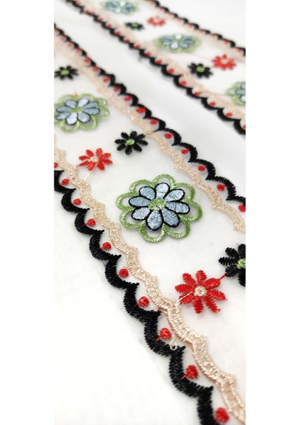 Renkli Çiçekli Tüllü Şerit Dantel fiyatları