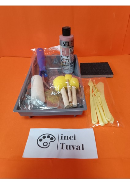 Mobilya Set Ahşap Boyama Selfy Decor Elizya 240CC Boya Kendinden Vernik Ponpon Rulo Spatula