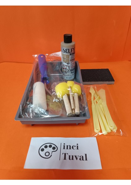 Mobilya Set Ahşap Boyama Selfy Decor Bambu 240CC Boya Kendinden Vernik Ponpon Rulo Spatula