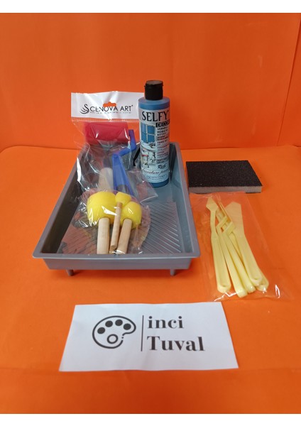 Mobilya Set Ahşap Boyama Selfy Decor Napolyon Mavi 240CC Boya Kendinden Vernik Ponpon Çift Rulo