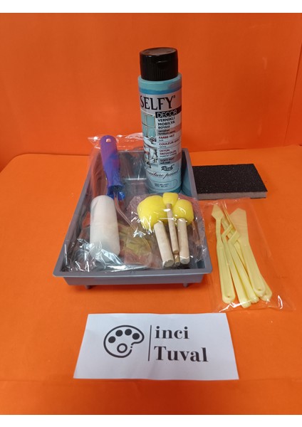 Mobilya Set Ahşap Boyama Selfy Decor Milano 500CC Boya Kendinden Vernik Ponpon Rulo Spatula