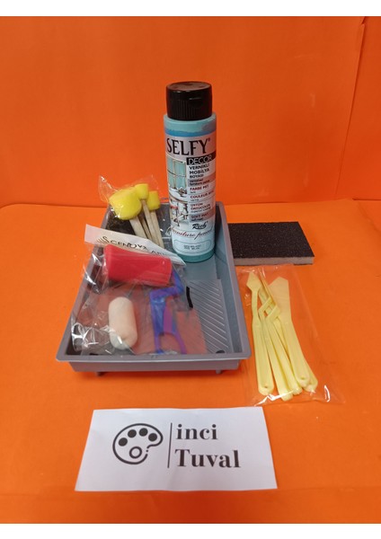 Mobilya Set Ahşap Boyama Selfy Decor Milano 500CC Boya Kendinden Vernik Ponpon Çift Rulo