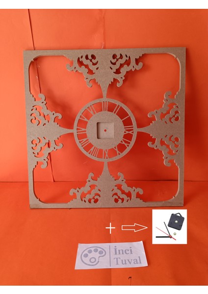 Cnc Kesim Duvar Saati Büyük Mekanizmalı Hobi Boyanabilir Dekoratif Desen Yuvarlak Daire