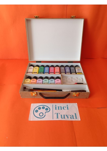 Artdeco Full Box Akrilik Boya Ahşap Çantalı Set Taşıma Fırça Spatula Terebentin Yağ Palet Boya Kabı modelleri