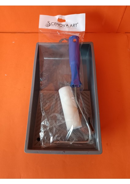 10 cm Rulo Fırça Boya Tavası Kabı Gümüş Gri 15X28CM