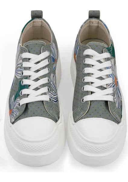 Kadın Vegan Gri Kalın Taban Sneakers - Origami Bloom Tasarım fiyatları