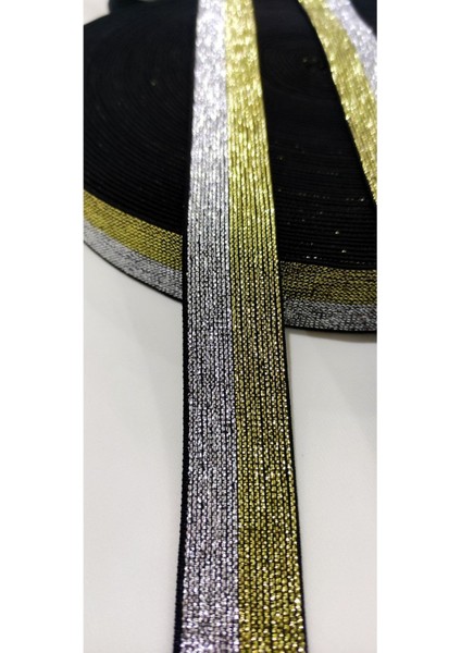 Gümüş Gold Çift Renk Lastik Şerit