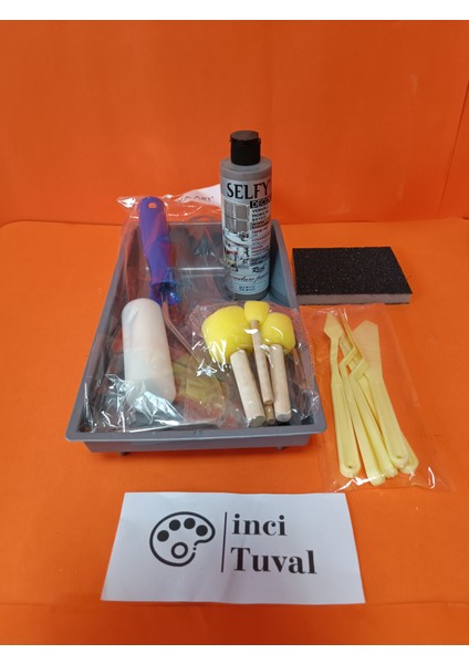Mobilya Set Ahşap Boyama Selfy Decor Mocha 240CC Boya Kendinden Vernik Ponpon Rulo Spatula