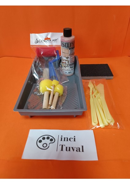 Mobilya Set Ahşap Boyama Selfy Decor Armoni 240CC Boya Kendinden Vernik Ponpon Çift Rulo