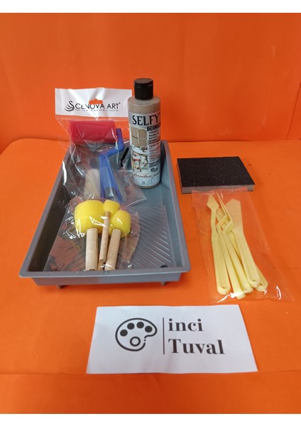 Mobilya Set Ahşap Boyama Selfy Decor Latte 240CC Boya Kendinden Vernik Ponpon Çift Rulo