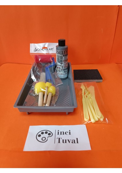 Mobilya Set Ahşap Boyama Selfy Decor Royal Gri 240CC Boya Kendinden Vernik Ponpon Çift Rulo