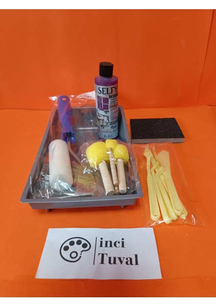 Mobilya Set Ahşap Boyama Selfy Decor Amatis 240CC Boya Kendinden Vernik Ponpon Rulo Spatula