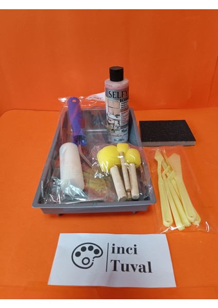 Mobilya Set Ahşap Boyama Selfy Decor Armoni 240CC Boya Kendinden Vernik Ponpon Rulo Spatula