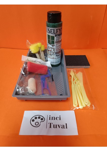 Mobilya Set Ahşap Boyama Selfy Decor Amsterdam Green 500CC Boya Kendinden Vernik Ponpon Çift Rulo