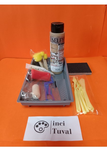 Mobilya Set Ahşap Boyama Selfy Decor Bambu 500CC Boya Kendinden Vernik Ponpon Çift Rulo