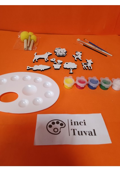 7 Adet Küçük Boy Anahtarlık Hayvan Bitki Çiçek Okul Öncesi Etkinlik Ahşap Oyuncak Boya Fırça Seti fiyatları