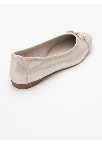 02 Bej Simli Hakiki Deri Kadın Babet Ayakkabı indirimleri