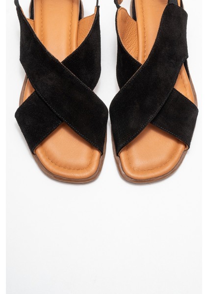 706 Hakiki Deri Siyah Süet Kadın Sandalet fiyatları