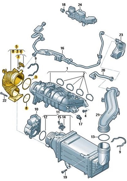 Vw Golf 8 2020-2025 1.5tsi Dpca Emme Manifold Borusu 04E145641M modelleri