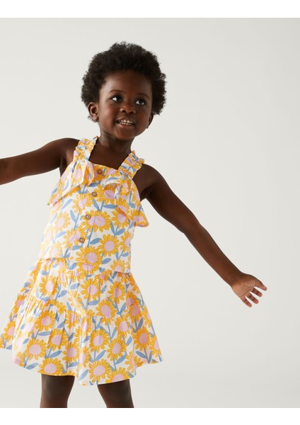 Saf Pamuklu Çiçek Desenli Bluz (2-8 Yaş) fiyatları