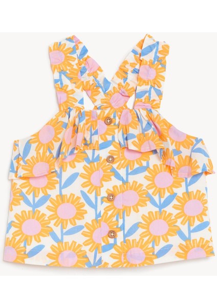 Saf Pamuklu Çiçek Desenli Bluz (2-8 Yaş) fırsatları