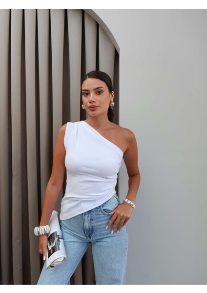 Tek Omuz Asimetrik Bluz fırsatları