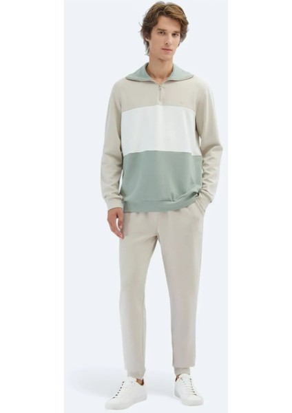 Bej Dik Yaka Sweatshırt