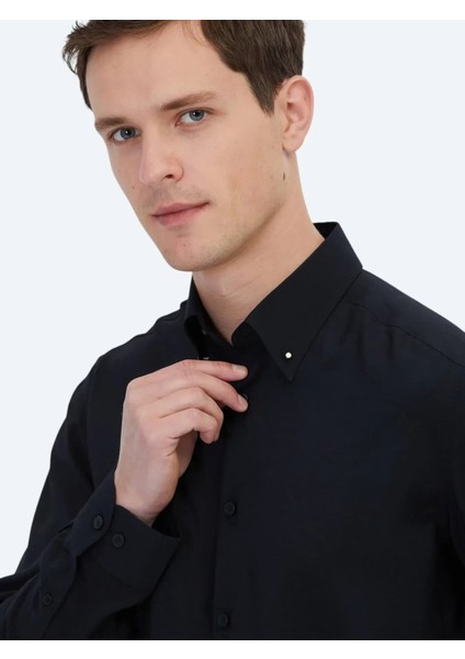 Siyah Regular Fit Dokuma Casual Gömlek fiyatları