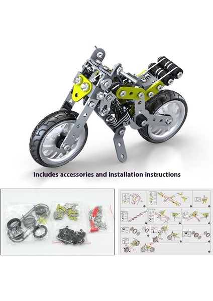 Metal Yapı Taşları Motosiklet Modeli Yetişkinler Için Monte Edilmiş Oyuncaklar Yüksek Zorluk Vida Somun El Montajı (Yurt Dışından)