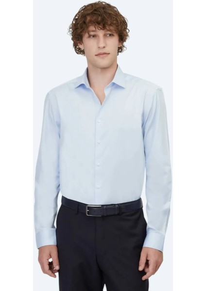 Koyu Mavi Düz Regular Fit Dokuma Klasik %100 Pamuk Gömlek fiyatları