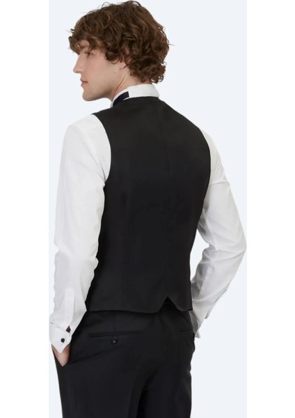 Siyah Slim Fit Şal Yaka Klasik Yelek fırsatları