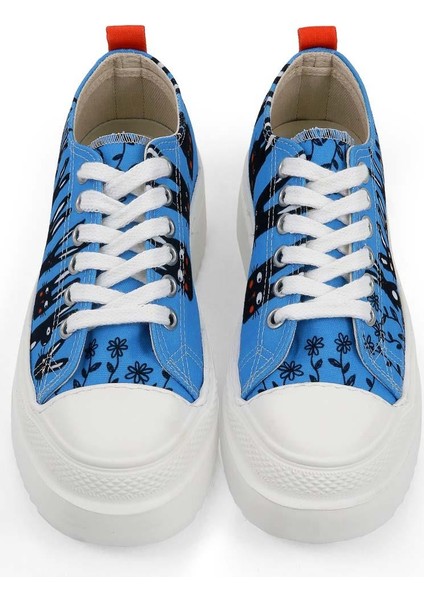 Kadın Vegan Mavi Kalın Taban Sneakers - Line Of Rabbits Tasarım fiyatları