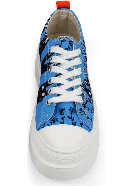 Kadın Vegan Mavi Kalın Taban Sneakers - Line Of Rabbits Tasarım indirimleri