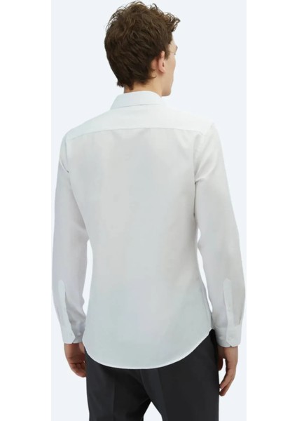 Beyaz Düz Slim Fit Dokuma Klasik Pamuk Karışımlı Gömlek fırsatları