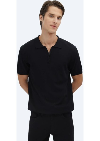 Siyah Polo Yaka Düz Örgü Triko fiyatları