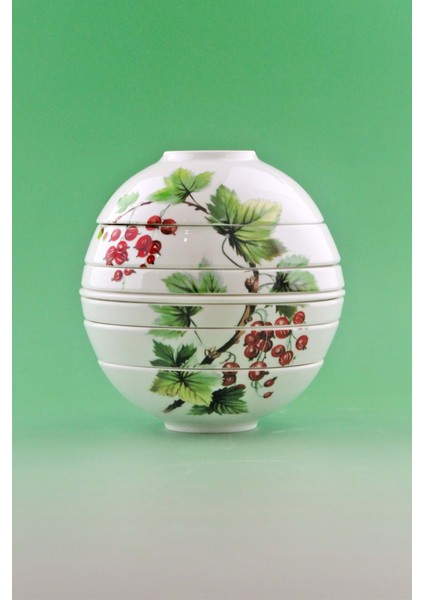 Red Puzzle 7 Parça Porselen Tabak & Kase Seti